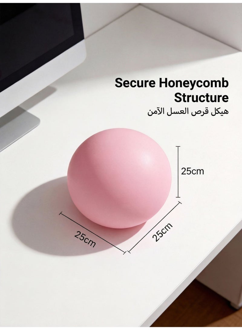 Light Pink Yoga Ball 25cm, Non-Slip, Burst-Proof, High Resilience PVC Material for Yoga, Pilates, Fitness, Dance, Postpartum Recovery | Safe, Eco-Friendly and Durable - Image 3